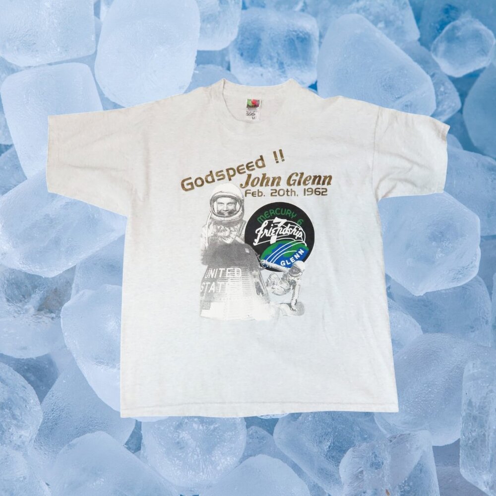 Vintage STS-95 Mercury Atlantis God Speed John Glenn Fruit of the Loom Shirt XL